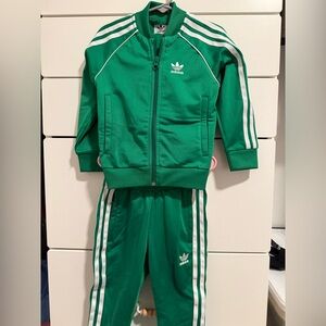 Adidas Green Matching Track Suit, Toddler 3-4 YRS